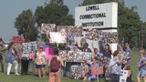 50 people protest Lowell Correctional after they say inmate was nearly beaten to death
